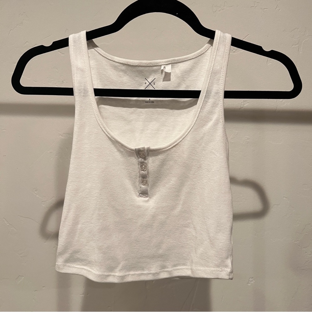 White crop top with flower buttons